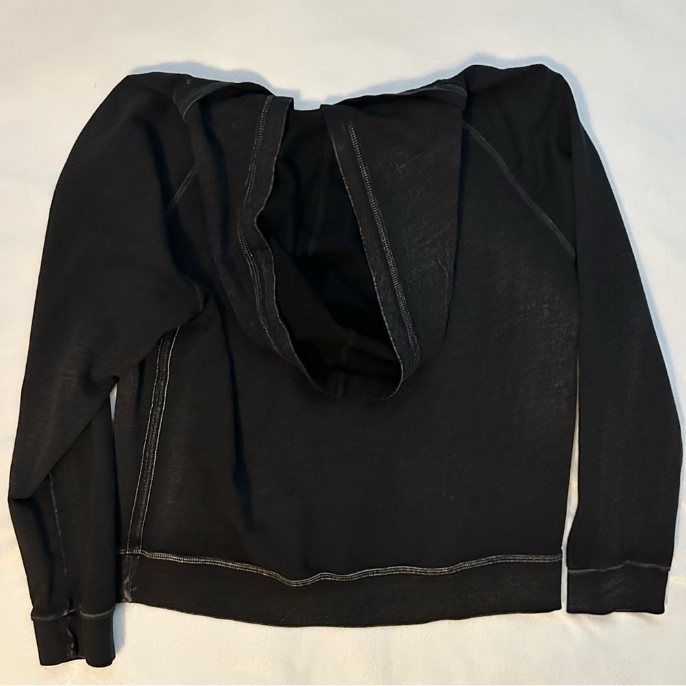 Elliot Lauren Soft Full Zip Distressed Black Hoodie M Womens 100% cotton Peru - Picture 3 of 5